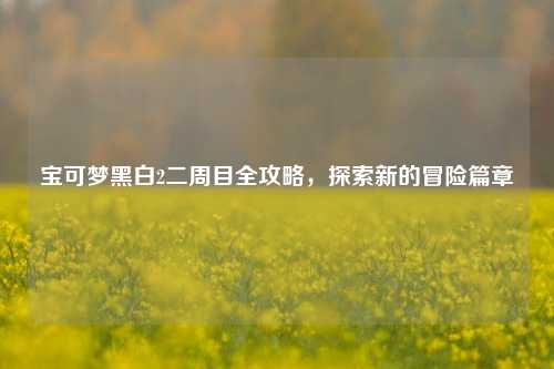 宝可梦黑白2二周目全攻略，探索新的冒险篇章