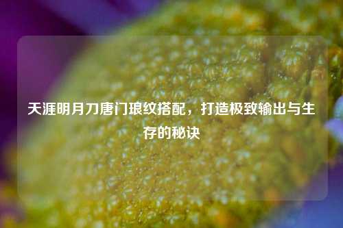 天涯明月刀唐门琅纹搭配,打造极致输出与生存的秘诀
