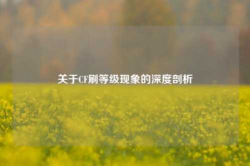 关于CF刷等级现象的深度剖析