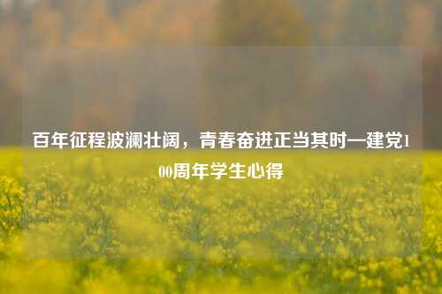 百年征程波澜壮阔，青春奋进正当其时—建党100周年学生心得