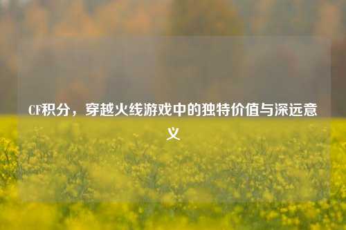 CF积分，穿越火线游戏中的独特价值与深远意义