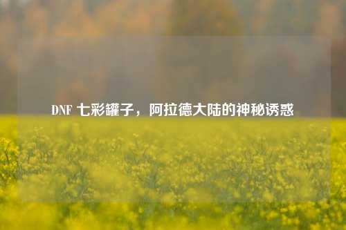 DNF 七彩罐子，阿拉德大陆的神秘诱惑