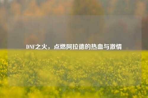DNF之火，点燃阿拉德的热血与激情