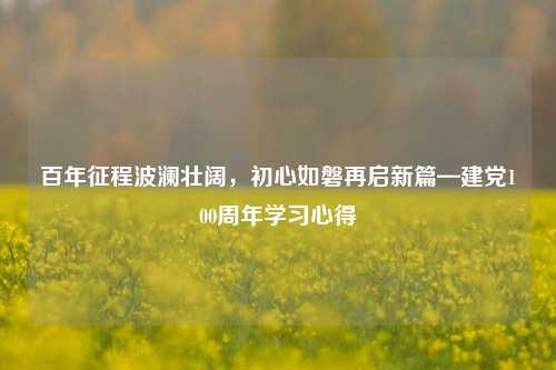 百年征程波澜壮阔，初心如磐再启新篇—建党100周年学习心得