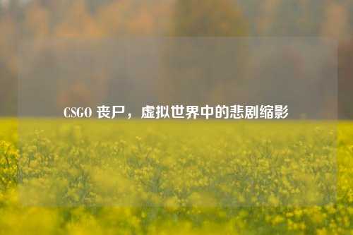 CSGO 丧尸，虚拟世界中的悲剧缩影