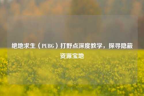 绝地求生（PUBG）打野点深度教学，探寻隐蔽资源宝地