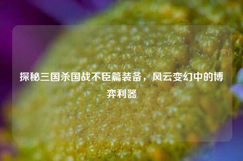 探秘三国杀国战不臣篇装备，风云变幻中的博弈利器