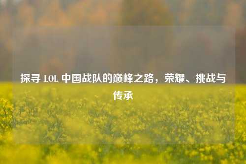 探寻 LOL 中国战队的巅峰之路,荣耀、挑战与传承
