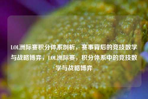 LOL洲际赛积分体系剖析，赛事背后的竞技数学与战略博弈，LOL洲际赛，积分体系中的竞技数学与战略博弈